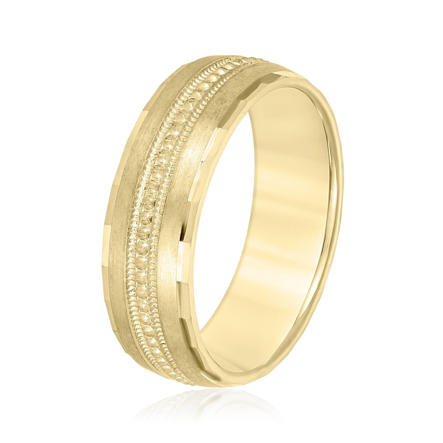 Men's Fancy Milgrain Wedding Band-VIRABYANI